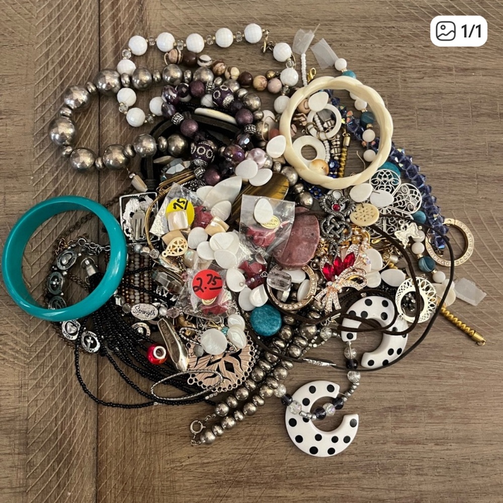 5lbs Mixed, assorted used jewlelry lots some loosed beads and metal craft